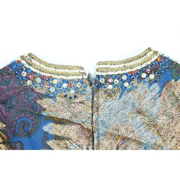 60s Vintage Pat Sandler Gold Metallic Beaded Dress M - Picture 5 of 16